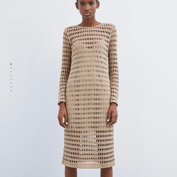 Zara | Dresses | Zara Sand Crochet Long 
